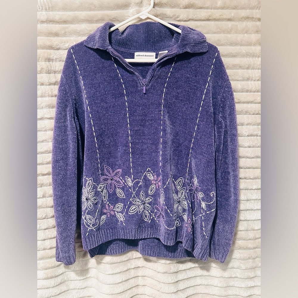 Alfred Dunner Purple Floral Women's Sweater